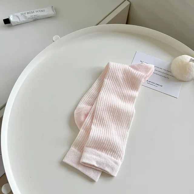 Seamless Tube Combed Cotton Striped Bunching Socks Light Pink - Shop at LoveMi