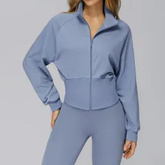 Autumn And Winter Stand Collar Sweater Windproof Zipper Thermal Sweater - Denim Blue - View 1