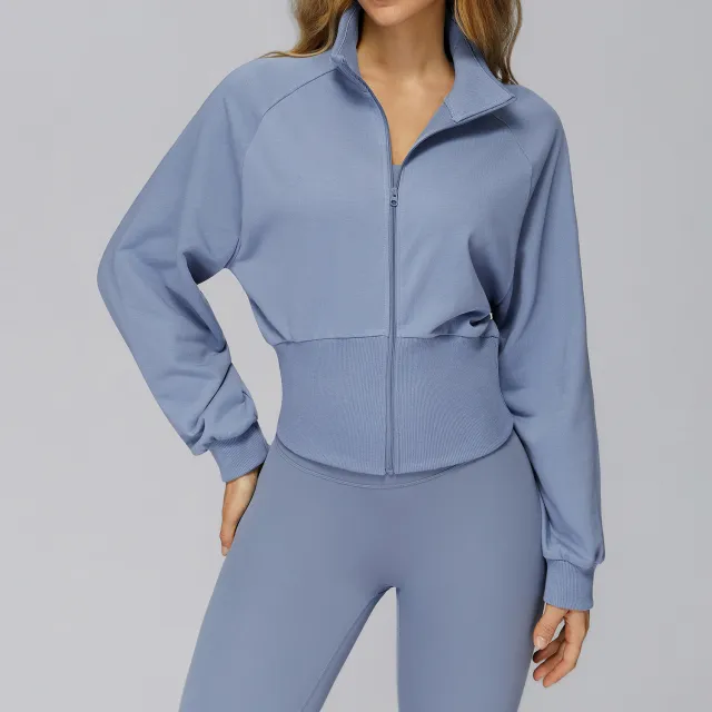 Autumn And Winter Stand Collar Sweater Windproof Zipper Thermal Sweater Denim Blue - Shop at LoveMi