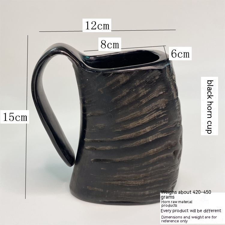 Black Cow Horn Cup