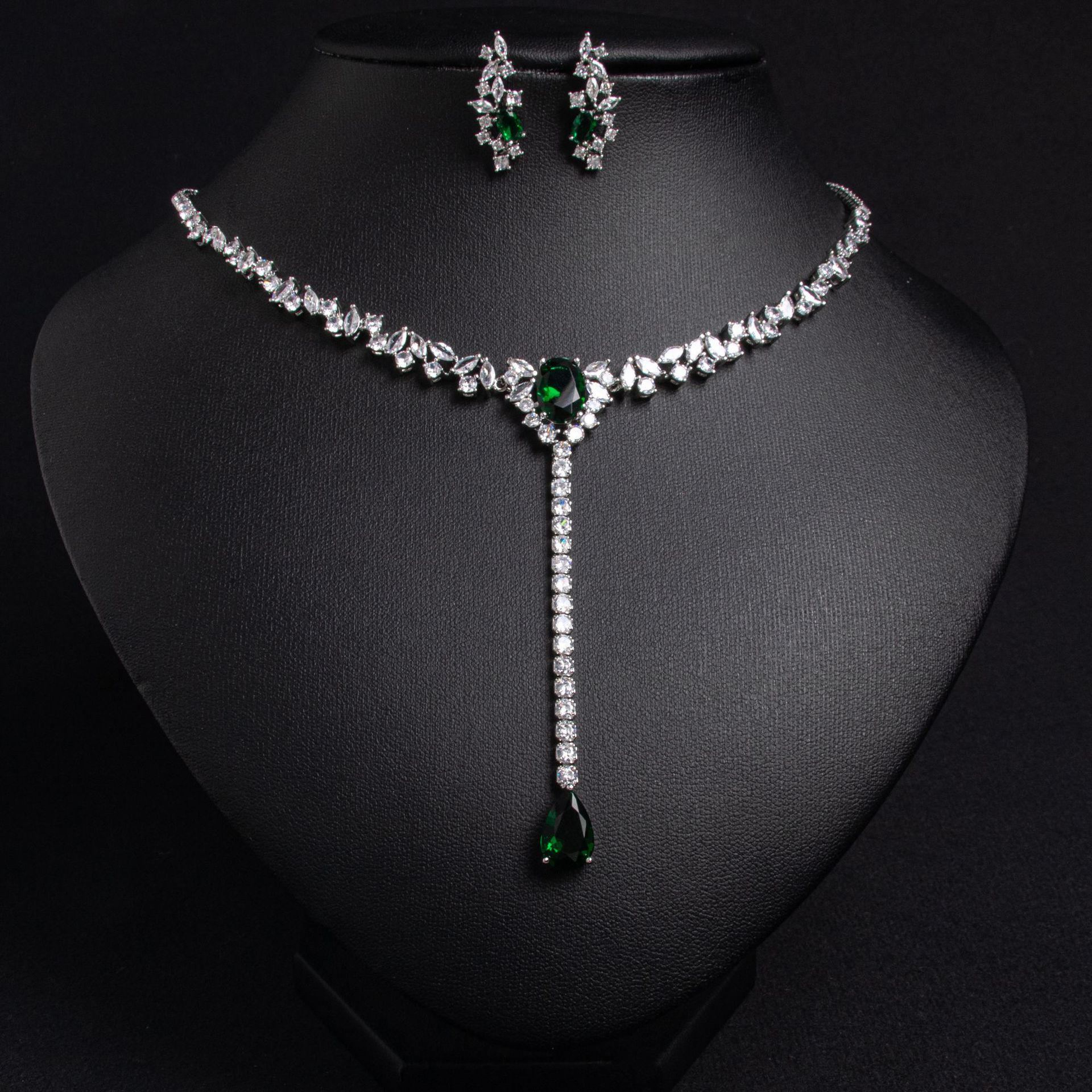 Copper Zircon Water-Drop Necklace, picture 5 of 6