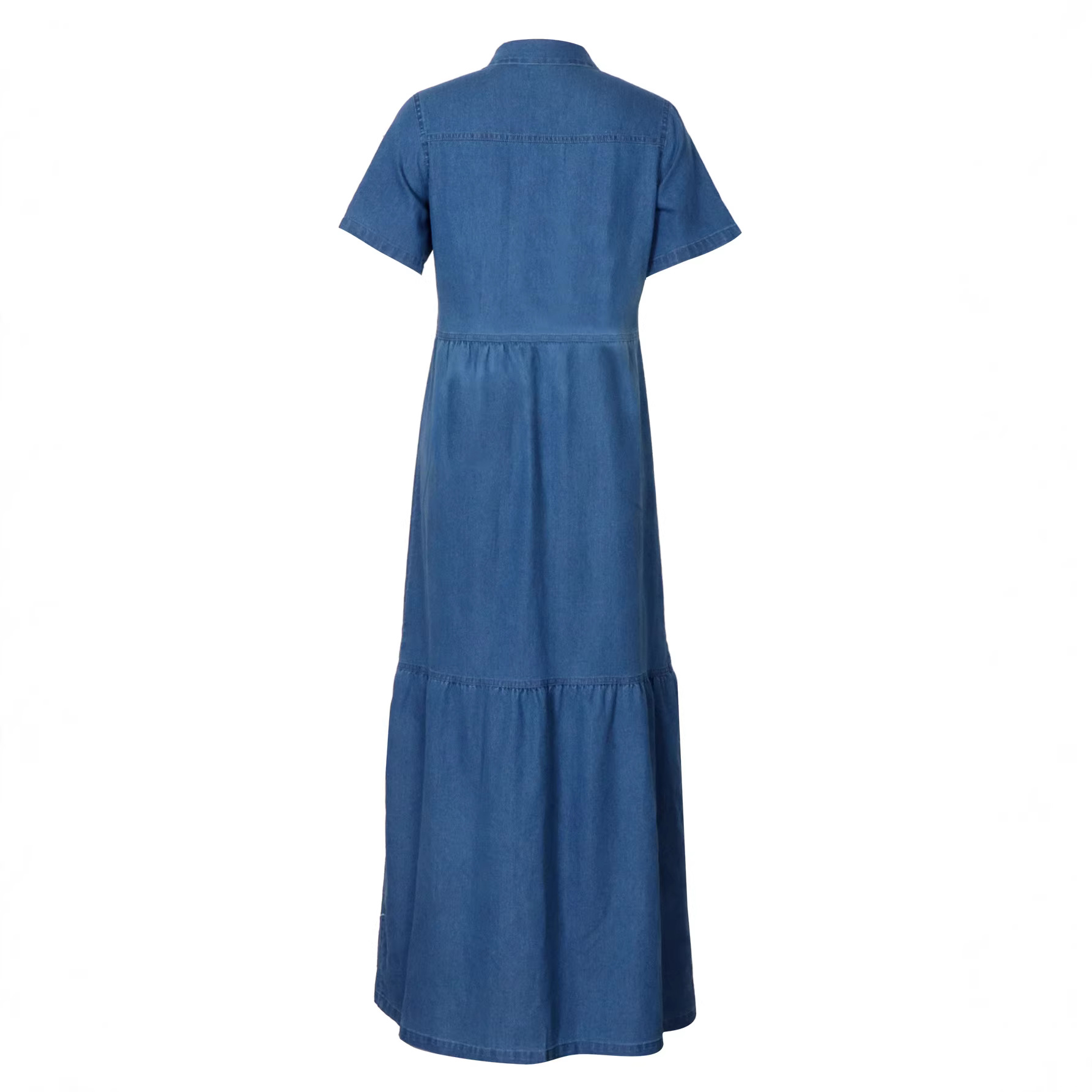 Denim Lapel-Collar Maxi Dress, picture 4 of 5