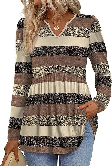 Womens Long sleeve Autumn Blouse, Doll style Brown - Shop at LoveMi