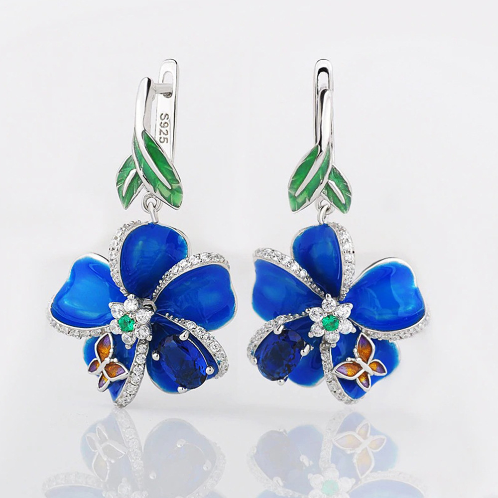 Butterfly Epoxy Flower Rhinestone-embedded Ear Clip