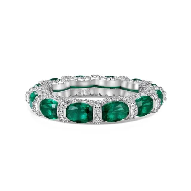S925 Sterling Silver Ring Female Emerald Platinum - Shop at LoveMi