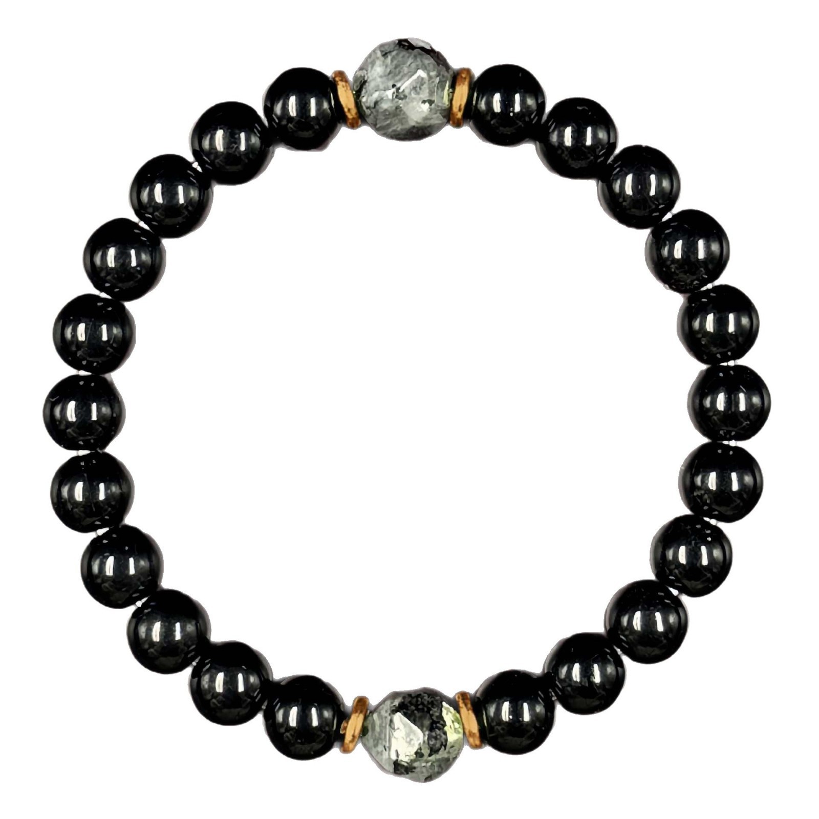 Retro Obsidian Elastic Handmade Mens Bracelet