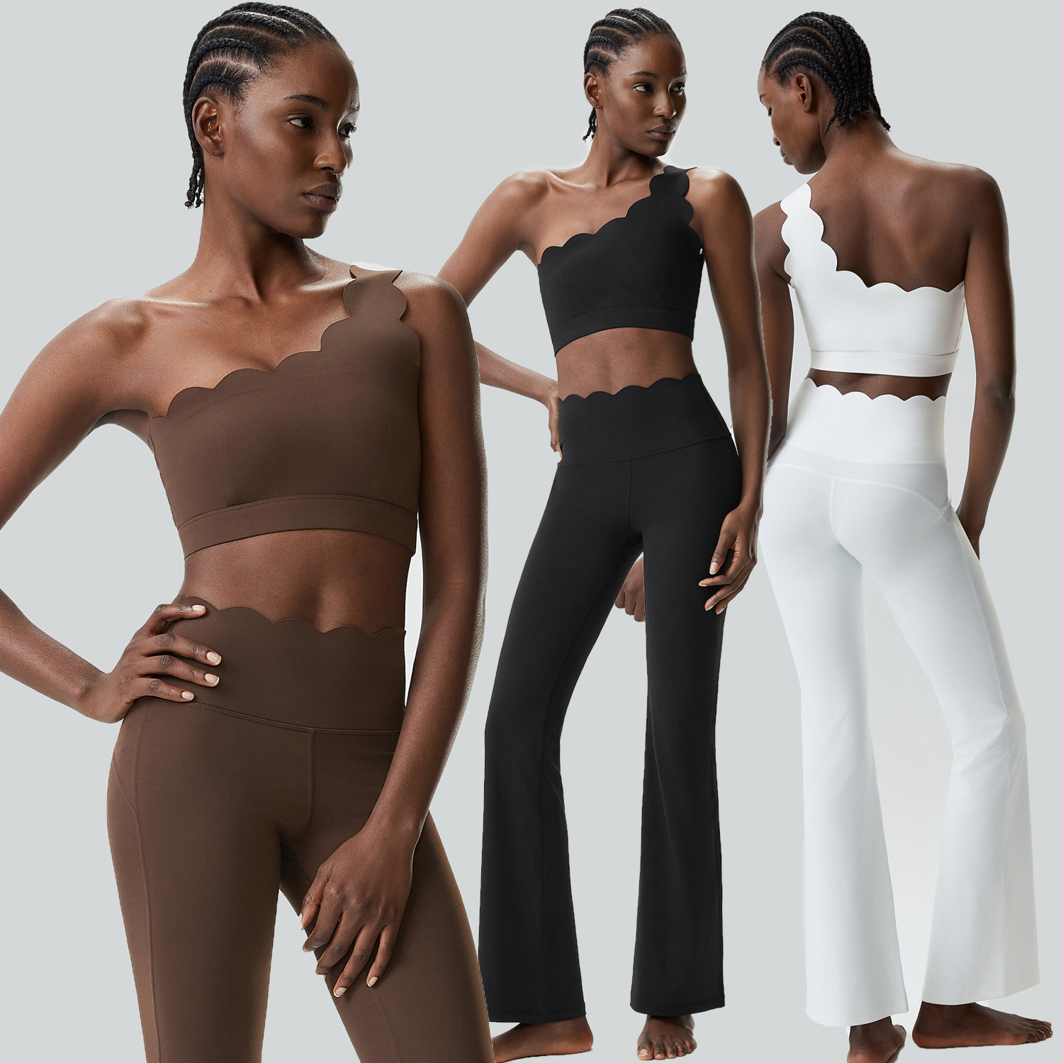 Womens Sexy One-Shoulder Backless Fitness Yoga Outfit Set