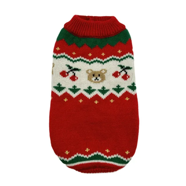 Christmas Cherry Pet Sweater Clothes Warm Christmas Red Cherry Sweater - Shop at LoveMi
