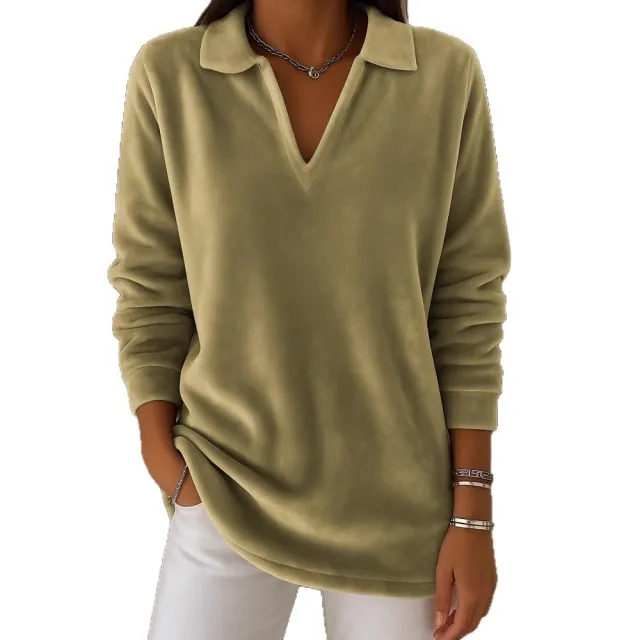 Casual Loose Fashion Retro Long sleeved Pullover Fleece Sweatshirt Matcha - Shop at LoveMi