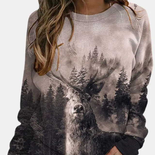 Women's Round Neck Loose Casual Long Sleeves T shirt F168Z952 - Shop at LoveMi