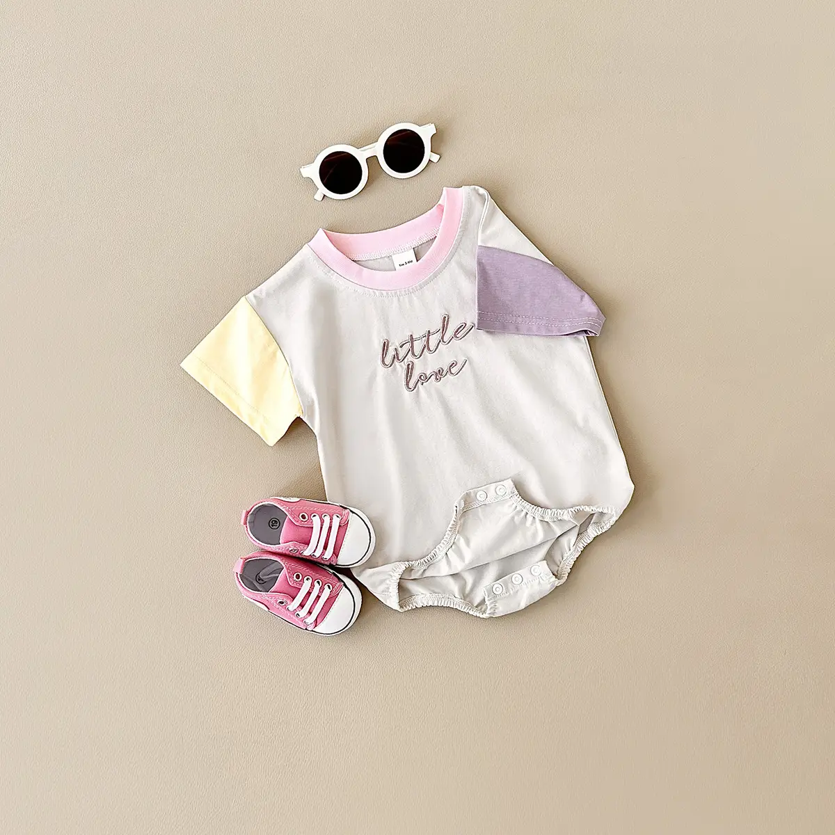 Baby Round Neck Letter Embroidery Casual Cute Jumpsuit