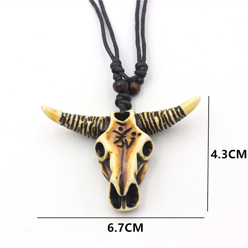 Halloween Resin Cow Head Pendant Necklace