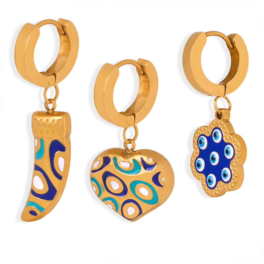 Ins Multi Colors Weight Color Glaze Design Earrings Chili Love Heart Flowers