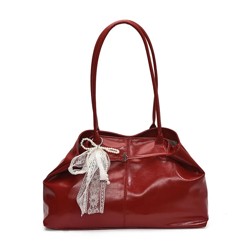 Large Capacity Commuter Tote Shoulder Bag - Red