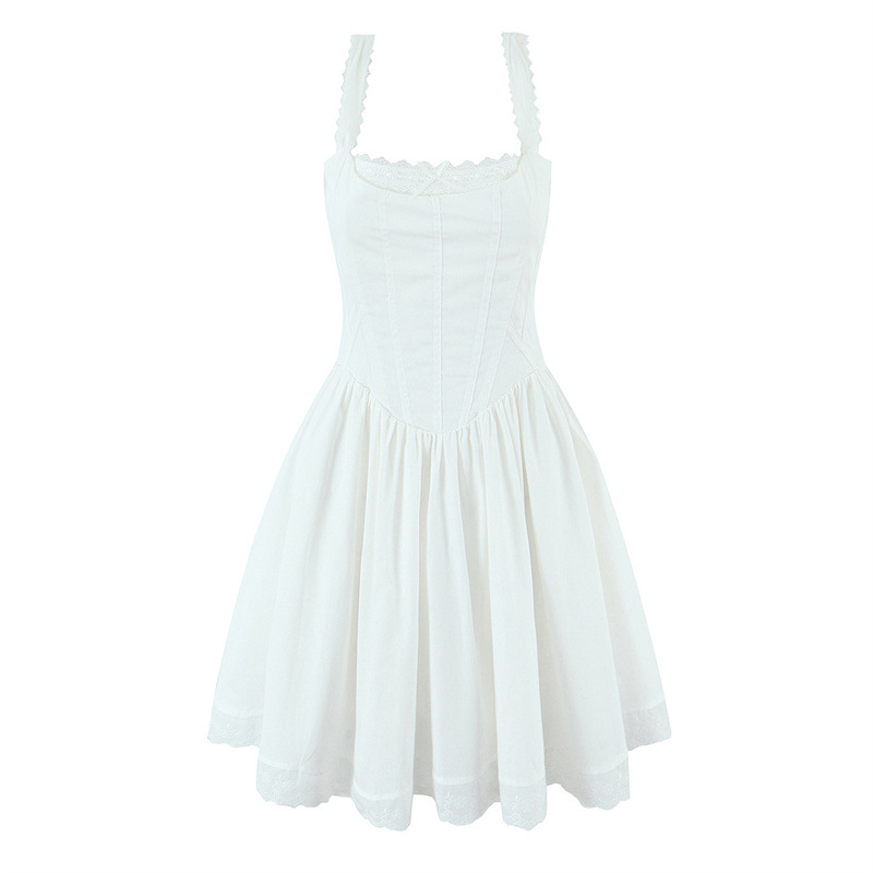 Sweet White Girdle Mini Sling Dress White - Shop at LoveMi