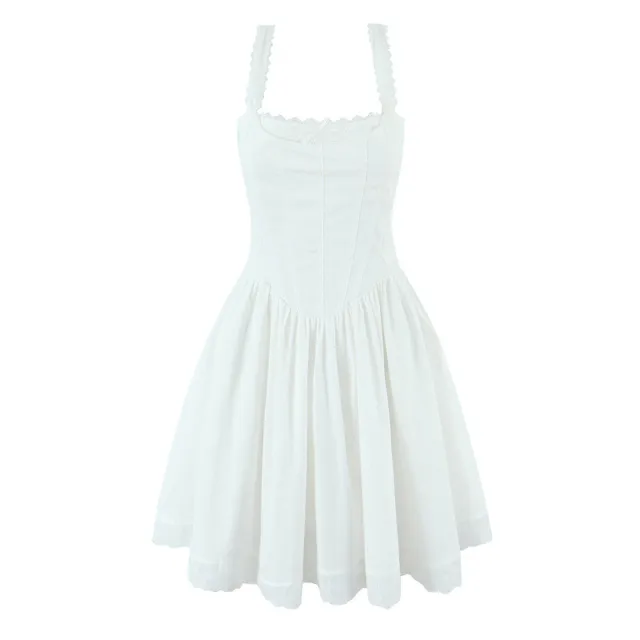 Sweet White Girdle Mini Sling Dress - Shop at LoveMi