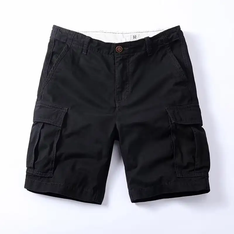 Retro Mens Outdoor Relaxed-fit Mid-length Cargo Pants With Multiple Pockets