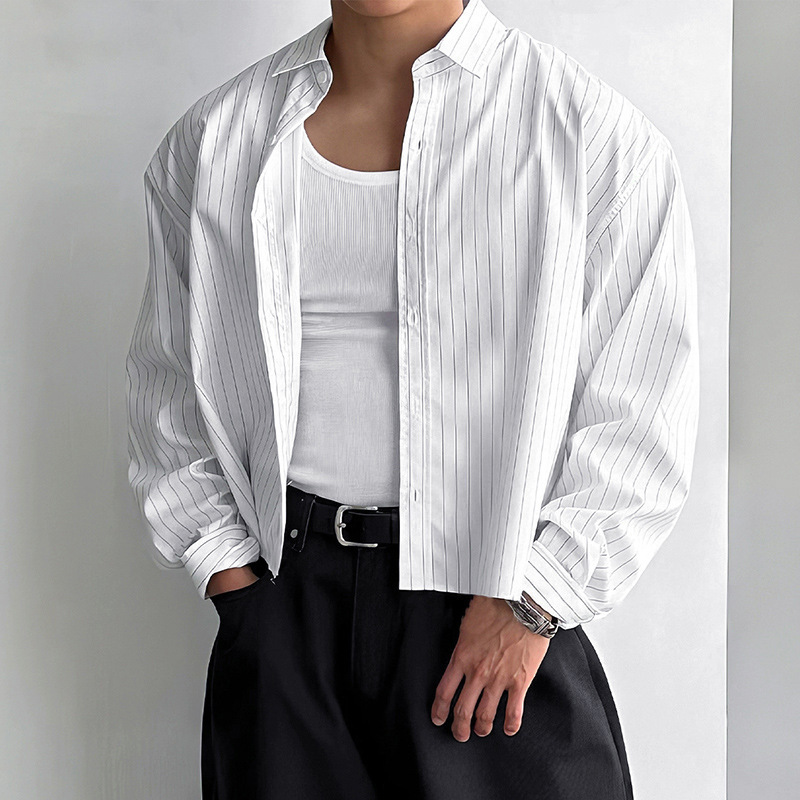 Men's Loose-Fitting All-Match Long-Sleeve Striped Shirt