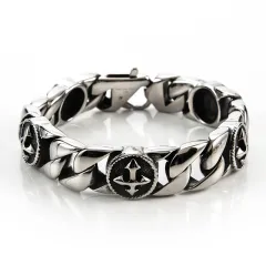 Retro Fashion Cross Titanium Steel Men's Bracelet - Steel Color - View 1