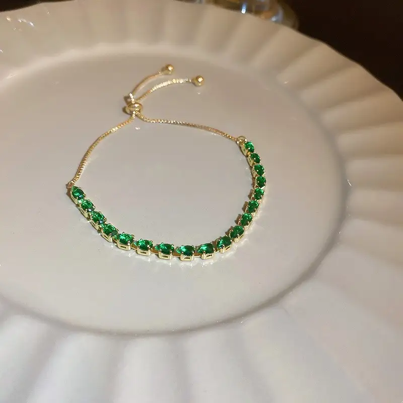 Fashionable All-match Colorful Zircon Pull-out Adjustable Bracelet