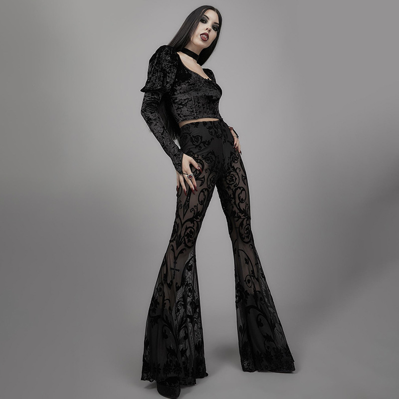 Title 5, Boho-Style Damen-Schlaghose mit transparentem D...