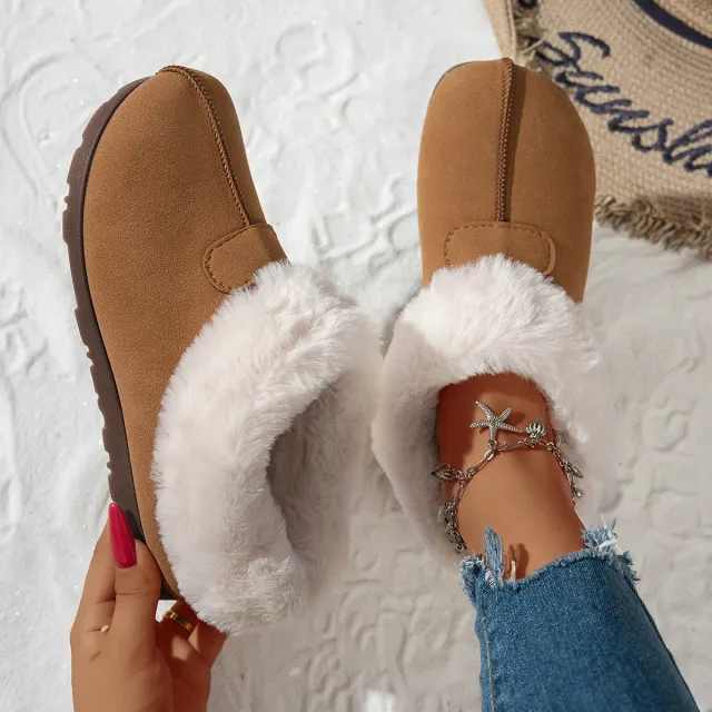 Women's Snow Boots Velvet Warm Cotton Shoes Khaki - Shop at LoveMi