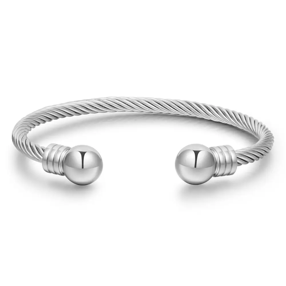 Wire Rope Round Beads Head Open-ended Bracelet