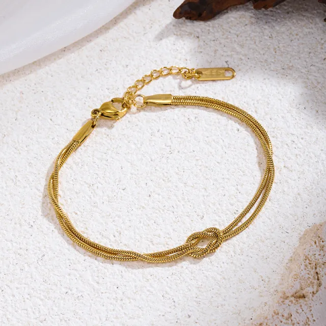 Love Knot Double Snake Love Knot Infinite Love Couple Bracelet Gold - Shop at LoveMi