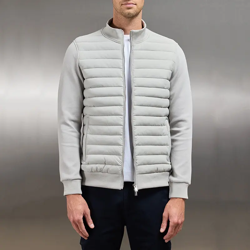 Lightweight Stand Collar Coat for Men Fashion Stitching Knitted