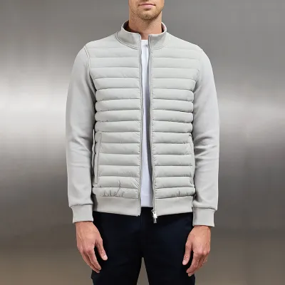 Lightweight Stand Collar Coat For Men Fashion Stitching Knitted Jacket Winter Outwear