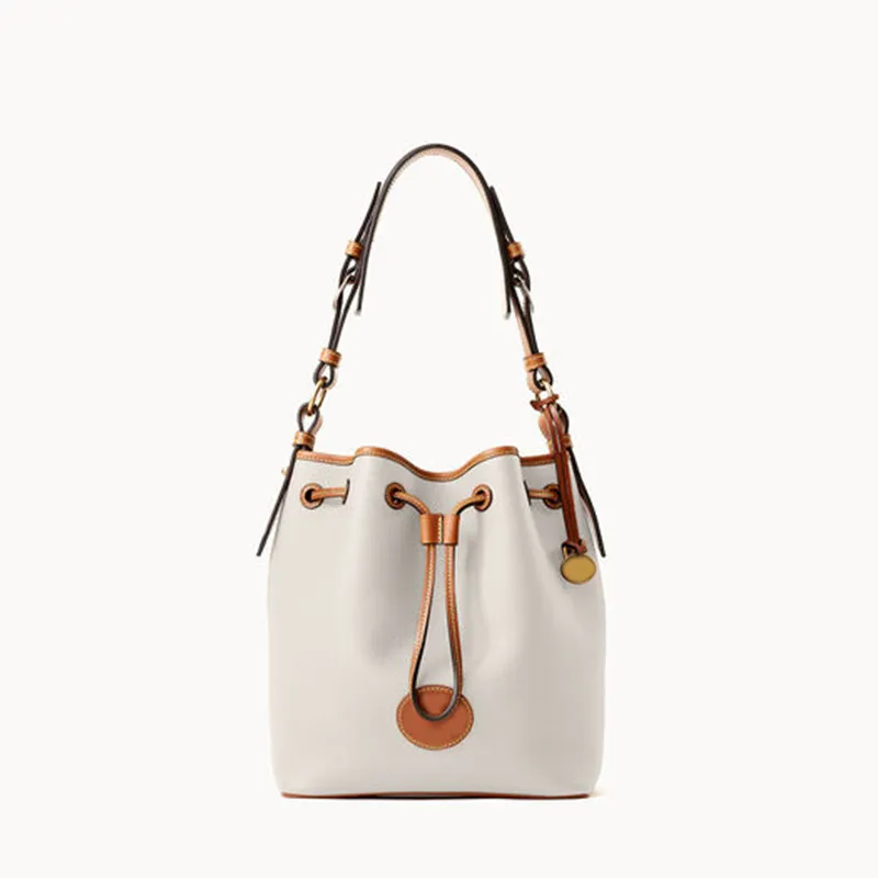 Vintage Pebble Lychee Particle Shoulder Handbag - White