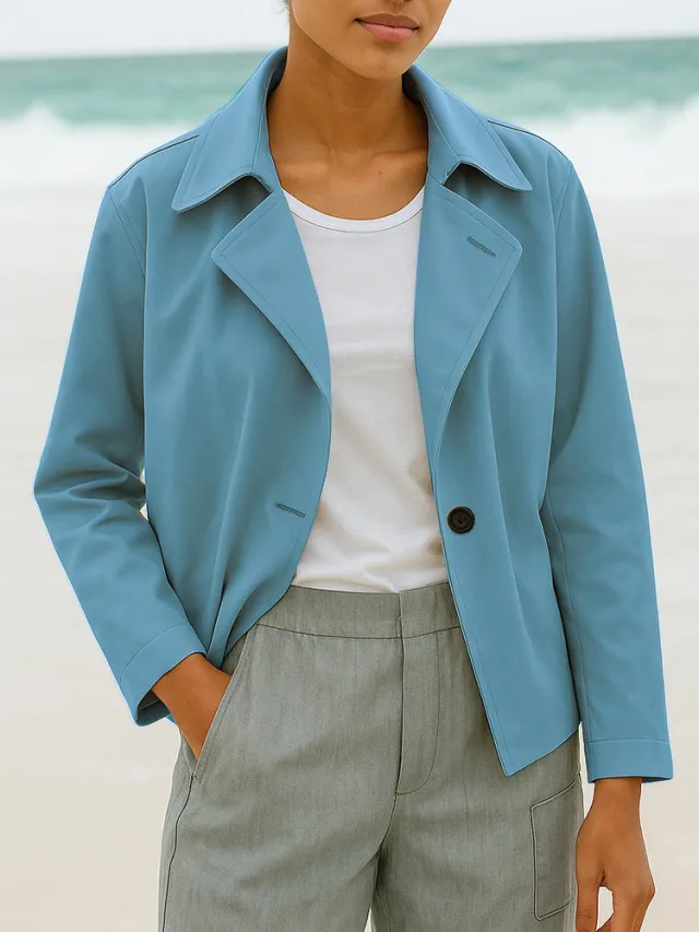 Jacket Coat Women's Solid Color Short Small Suit Blue - Shop at LoveMi