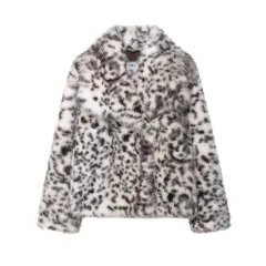 Women's Printed Faux Fur Jacket Coat - View 1