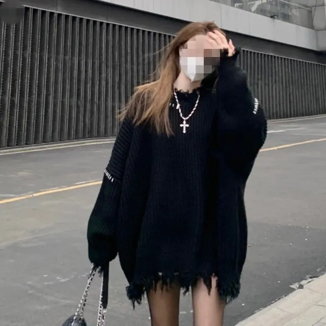 Personalized Design Sweet Cool Style Small Mid length Sweater Trendy Black - Shop at LoveMi