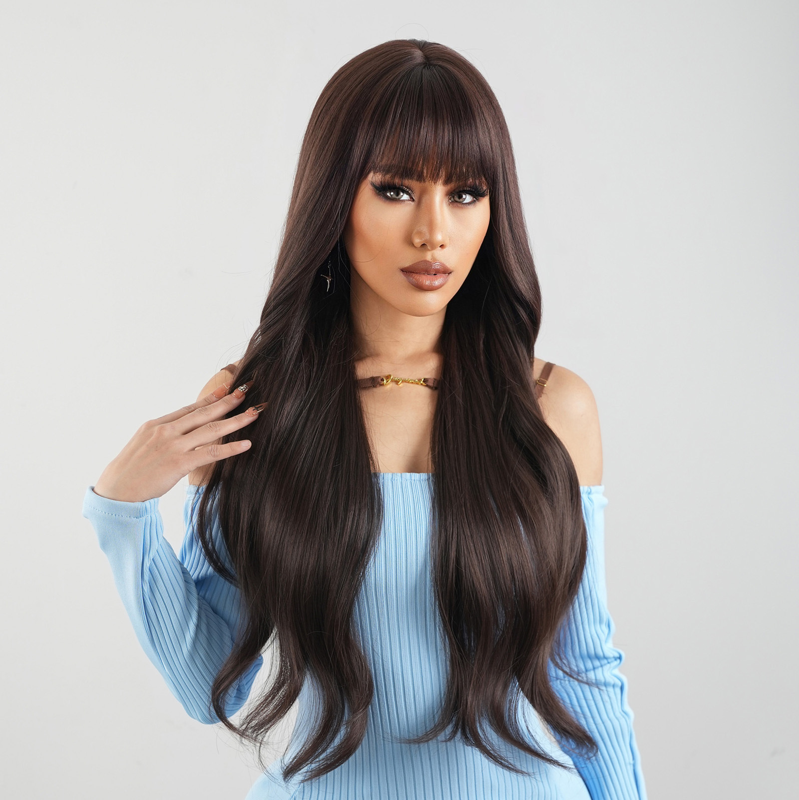 Qi Bangs Simulation Woven Chemical Fiber Wig Black - Shop at LoveMi