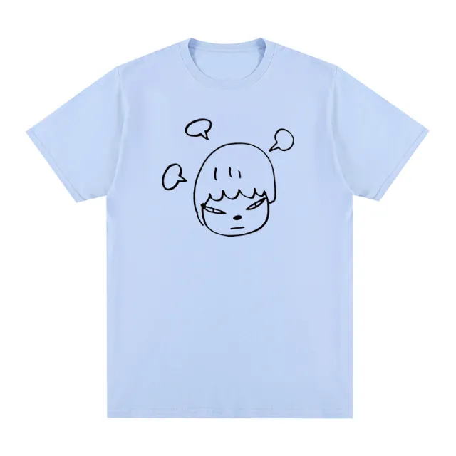 Men's And Women's Fashion Casual Printing Short sleeved Top Sky Blue - Shop at LoveMi