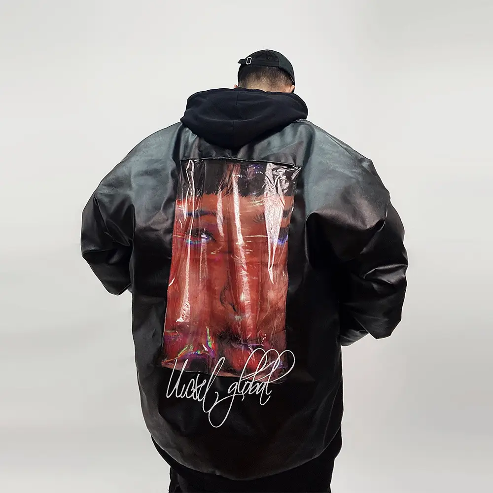 Winter Warm White Duck Down Jacket American Style Loose PU Leather Baseball Uniform Thickened Jacket