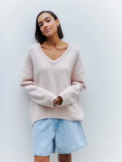 Internet Hot Sweater V-neck Loose Long Sleeve - Lotus Root Colour-M - View 1