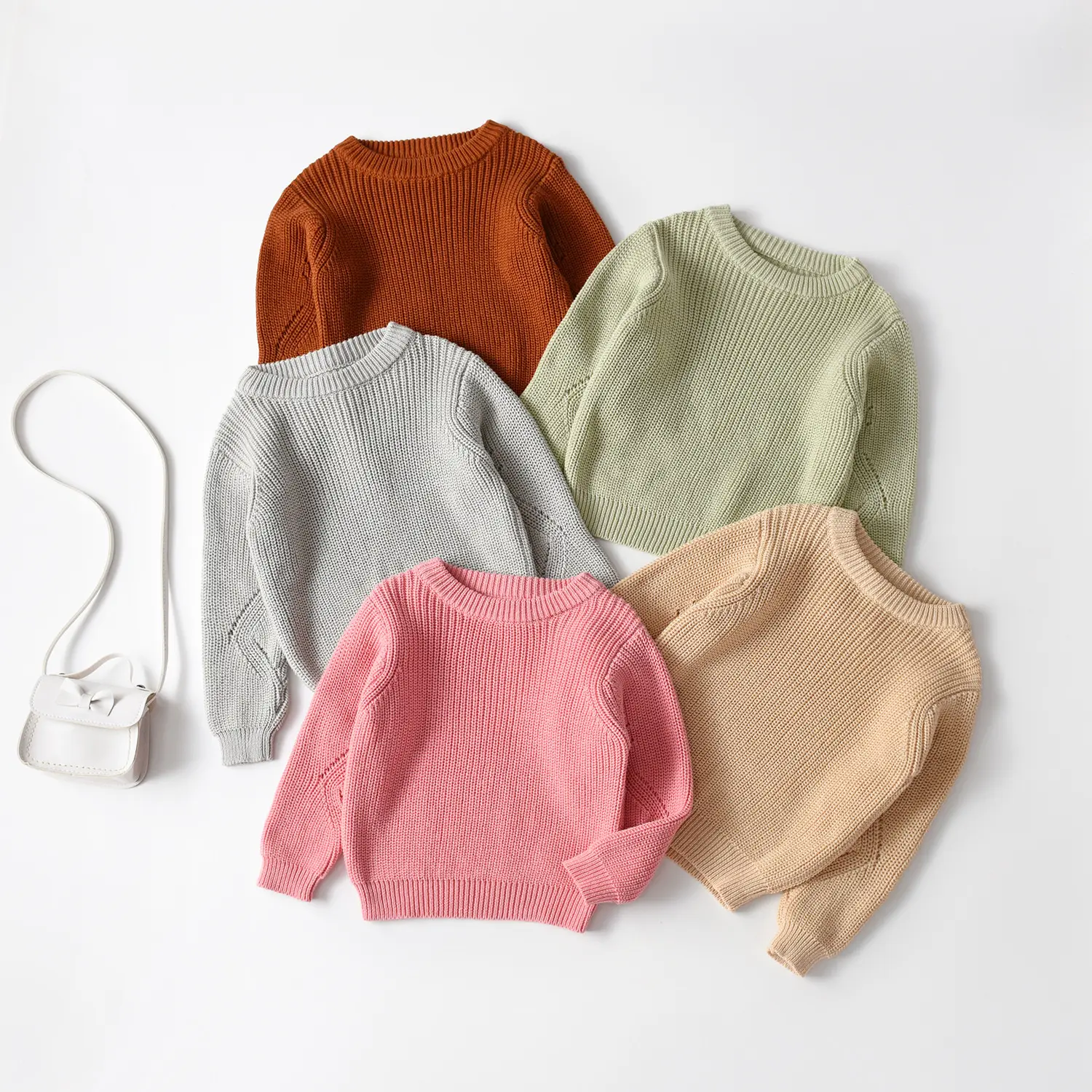 Children's Knitted Sweater Korean Style Pure Color
