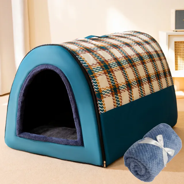 Big Kennel Four Seasons Universal Removable And Washable Gentleman Plaid Blue Blanket - Shop at LoveMi