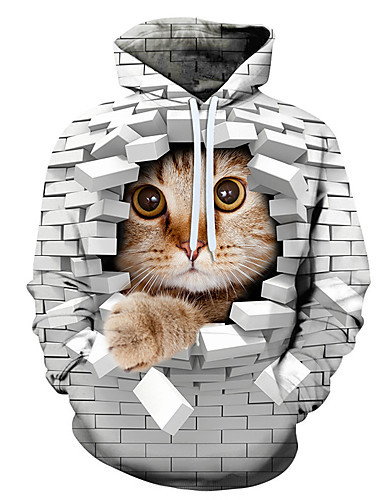 Couples Hoodie With 3D Digital Cat Print