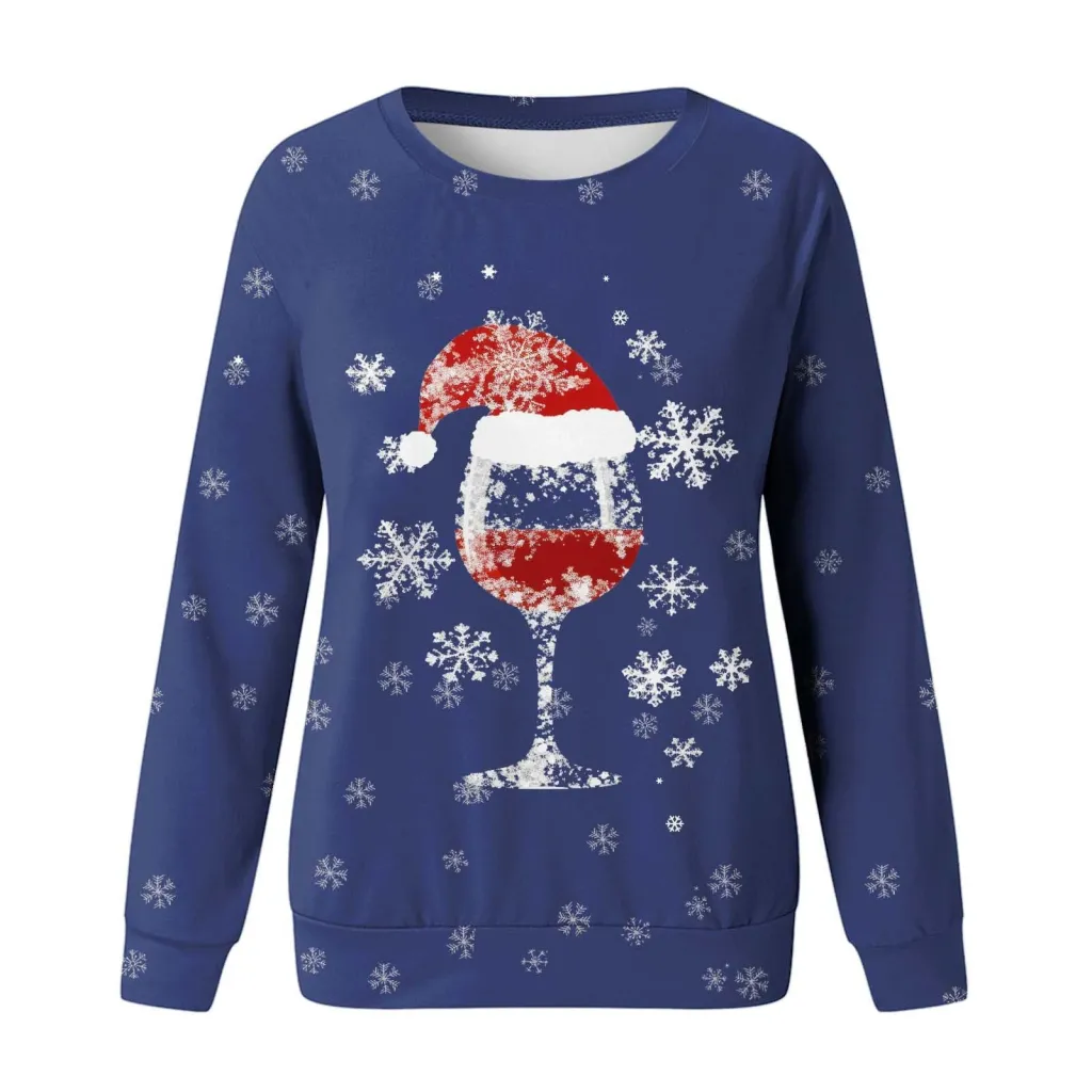 Christmas New Women's Round Neck Sweater 3D Digital Printing Casual Women's Clothing - Stylepl10873