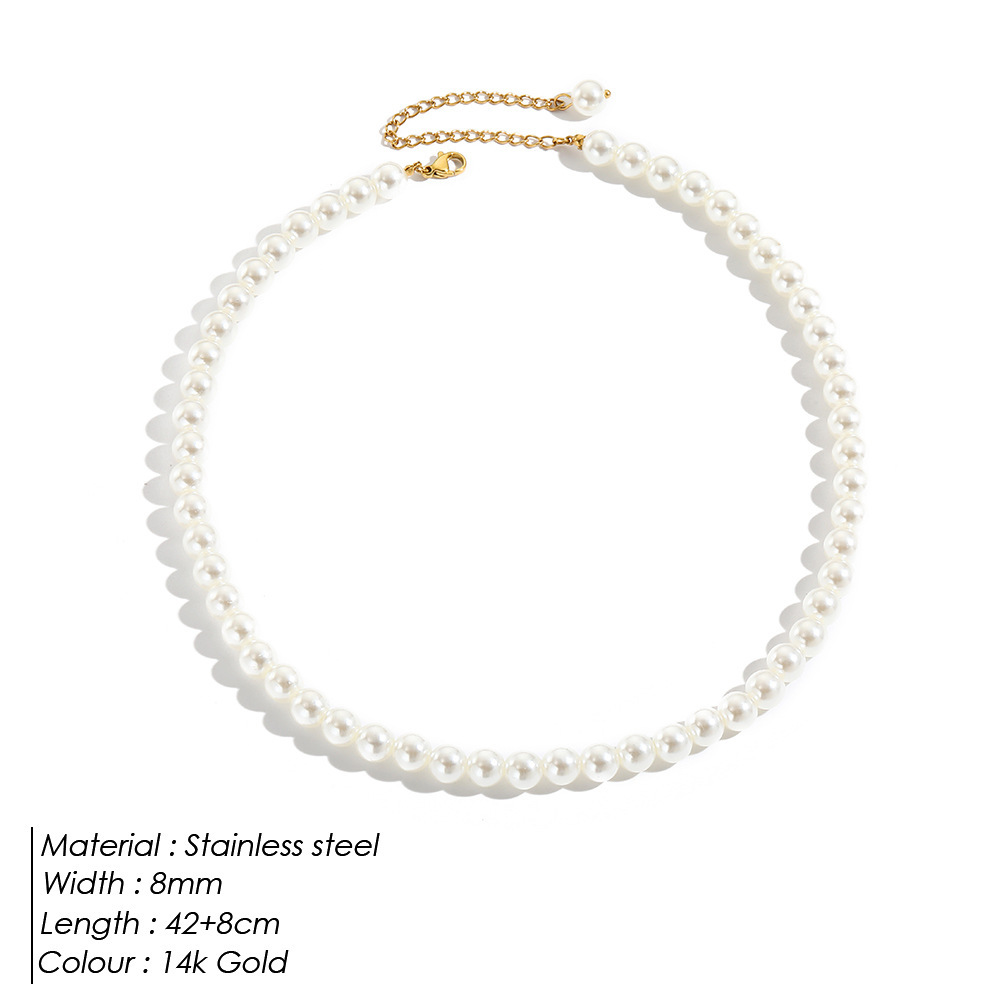 Pearl Plated 14k Golden Clavicle Chain Simple High-grade Pearl Necklace For Women