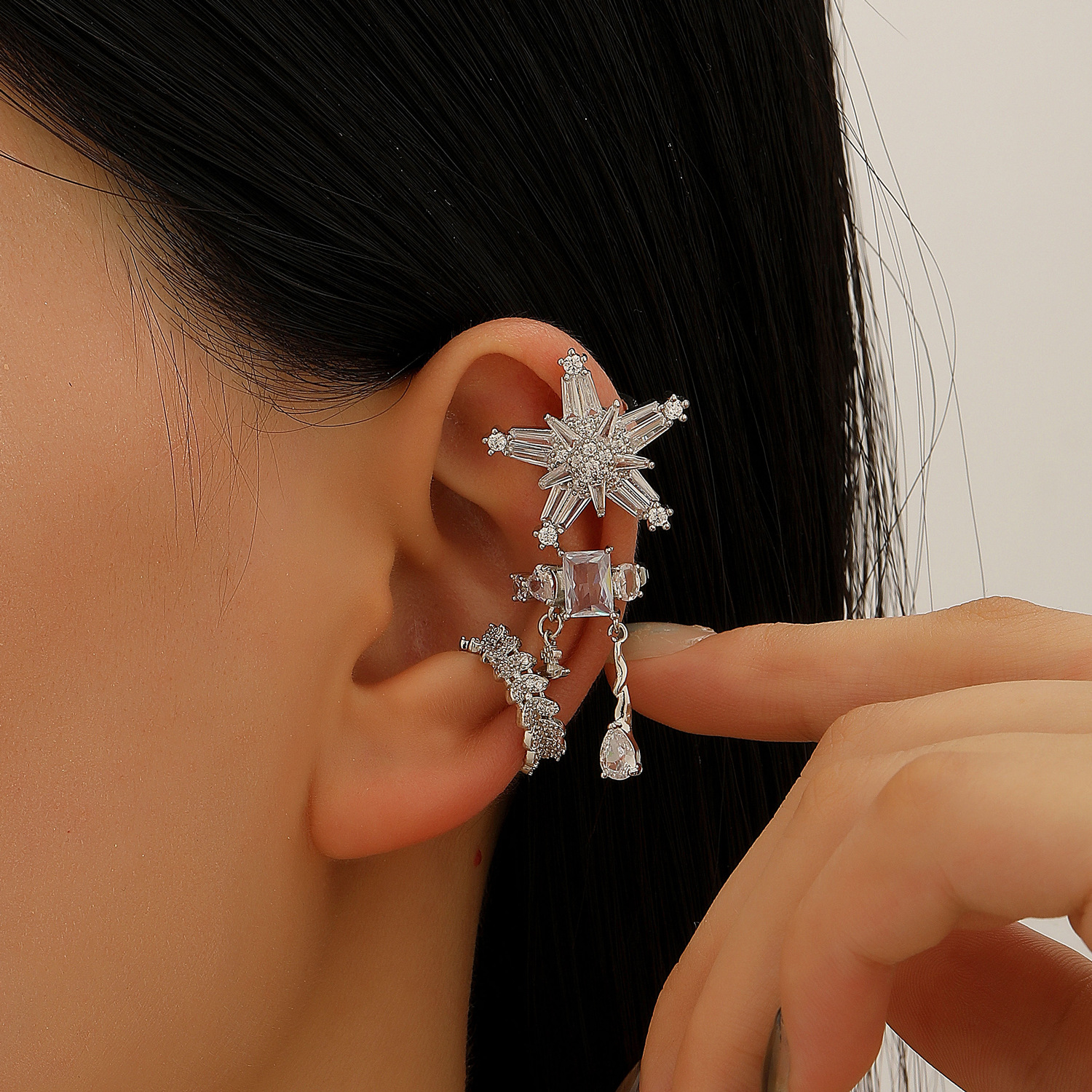Earring Clip With Zircon Minimalist And Luxury For Women Without Pierced Ears