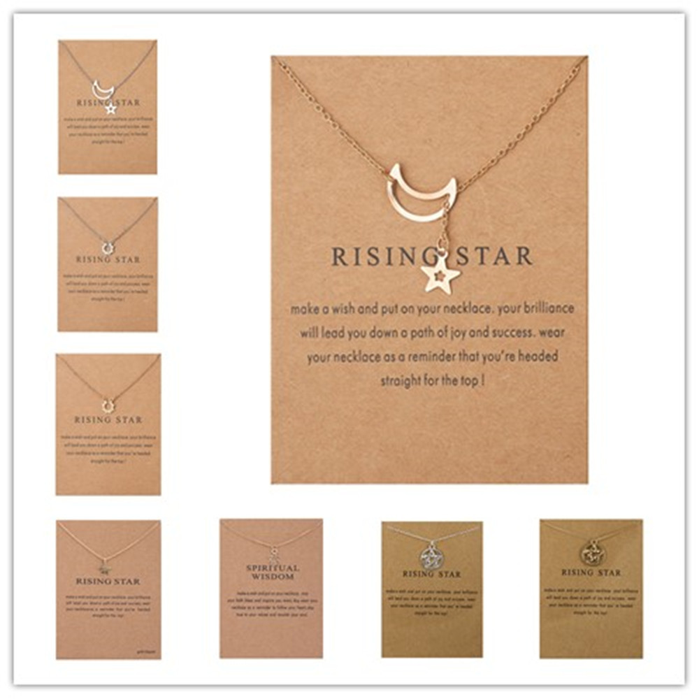 Simple Alloy Pendant Card Necklace