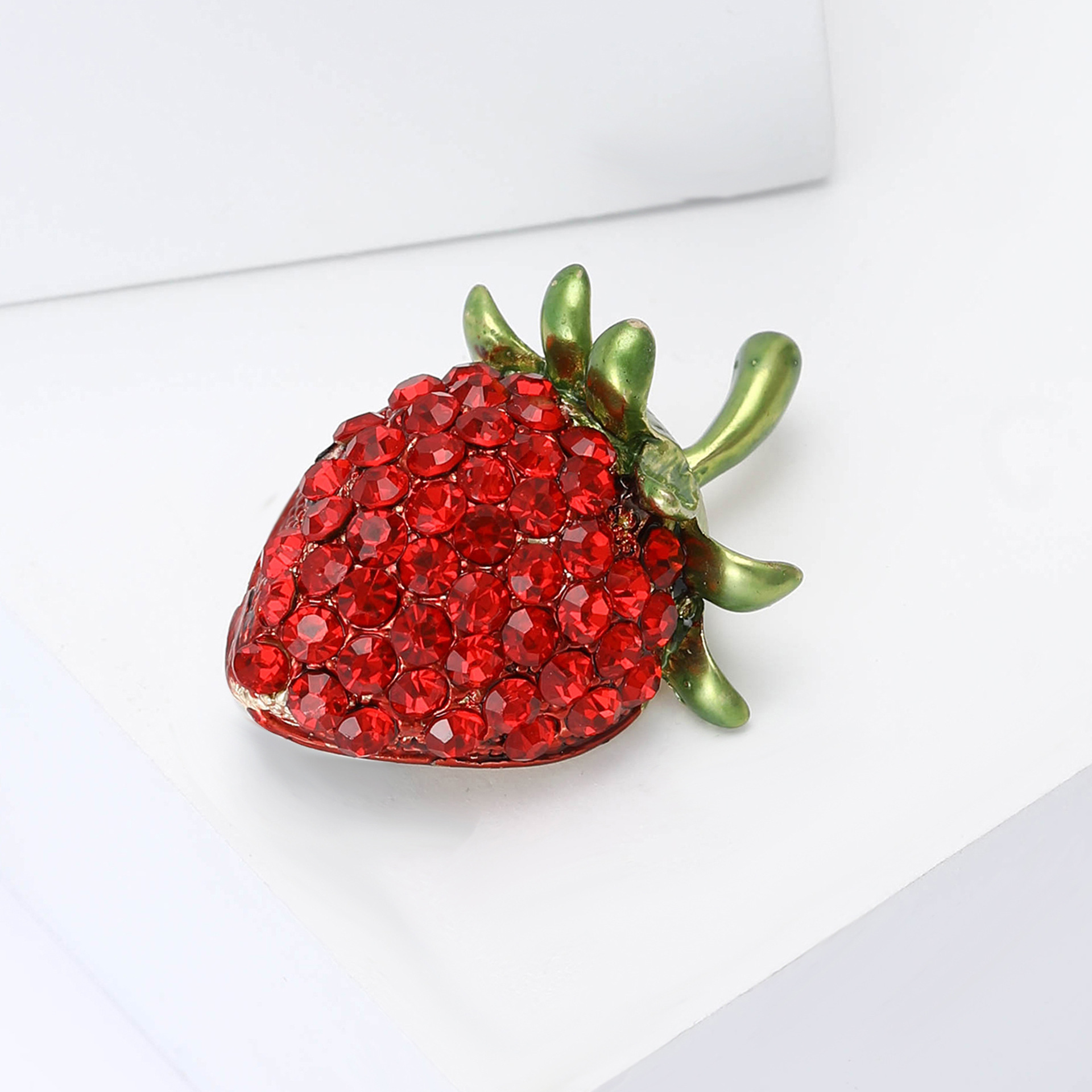 Rhinestone Strawberry Brooch, picture 2 of 4