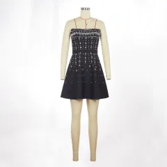 European And American Rhinestone Embellished Strapless Waist-cinching Bandage Dress For Fashionable Evening Banquets - Black - View 1