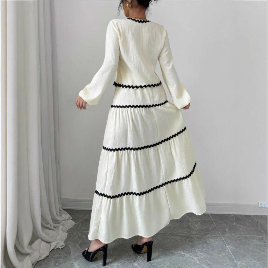 Lace Layered Pleated Lantern Sleeve Bow Shirt And Skirt Suit Women