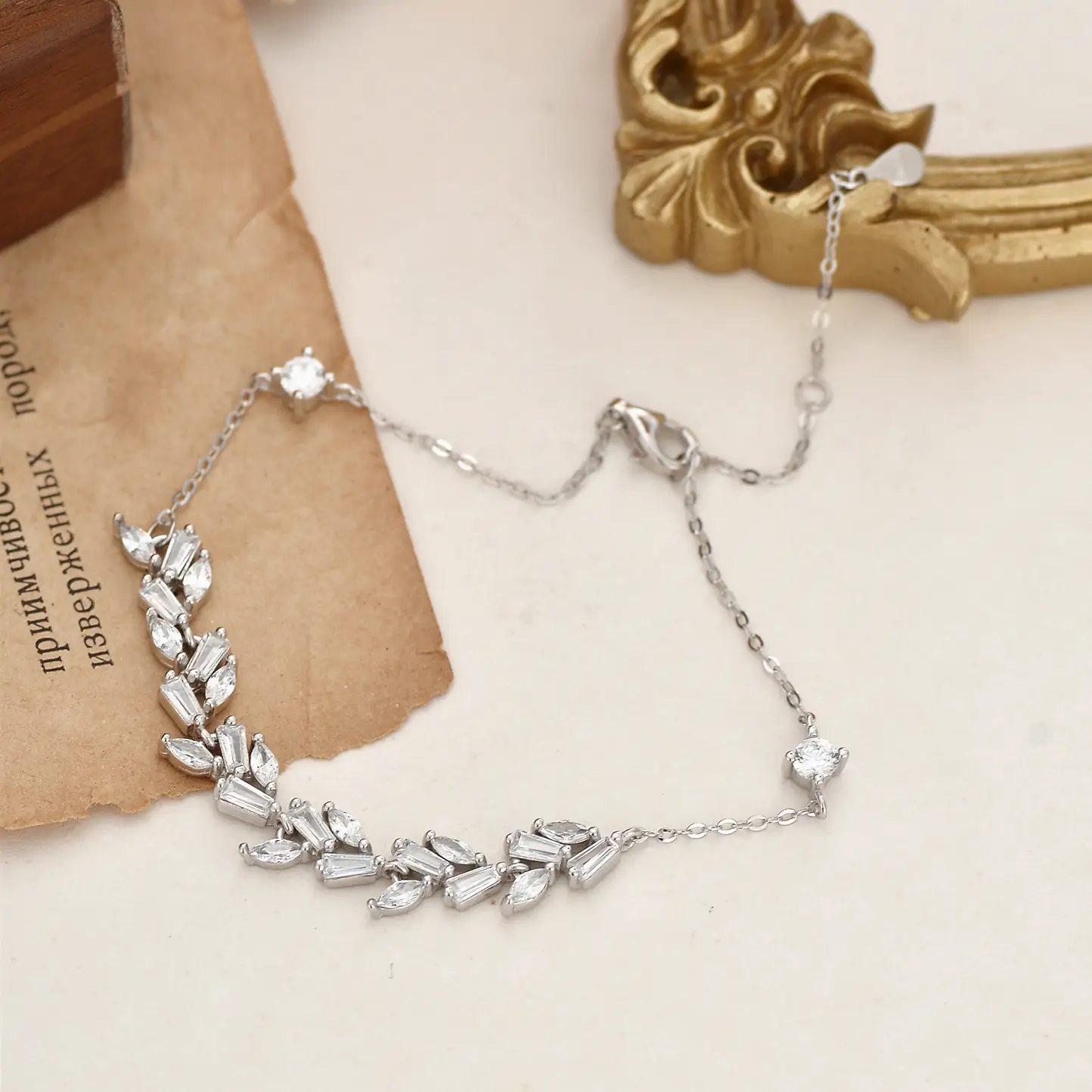 S925 Sterling Silver Bracelet Women's Light Luxury Wind Dance Wheat Wave