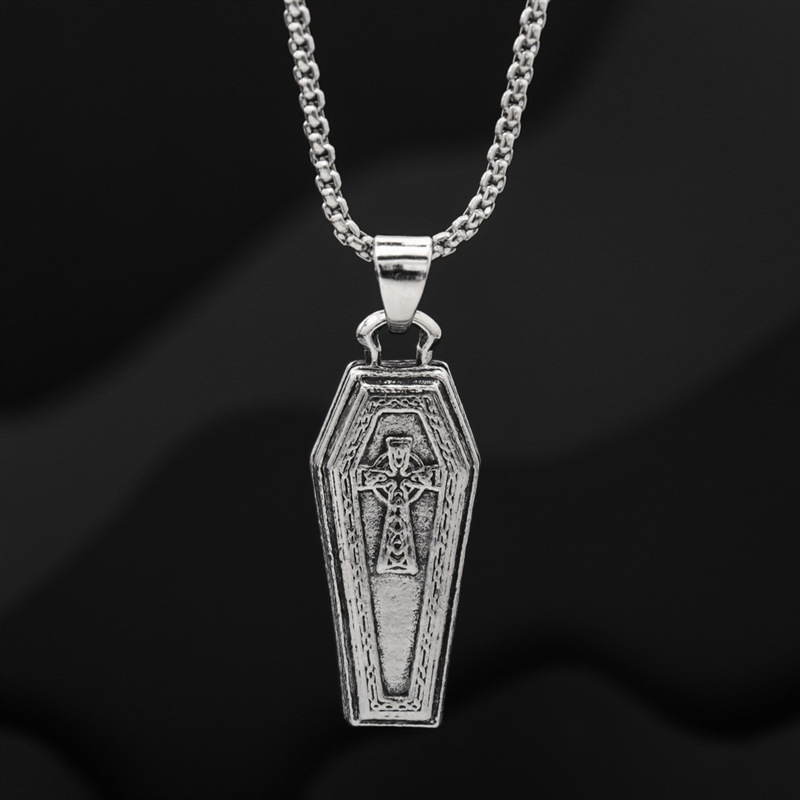 Alloy Coffin Cross Pendant Necklace